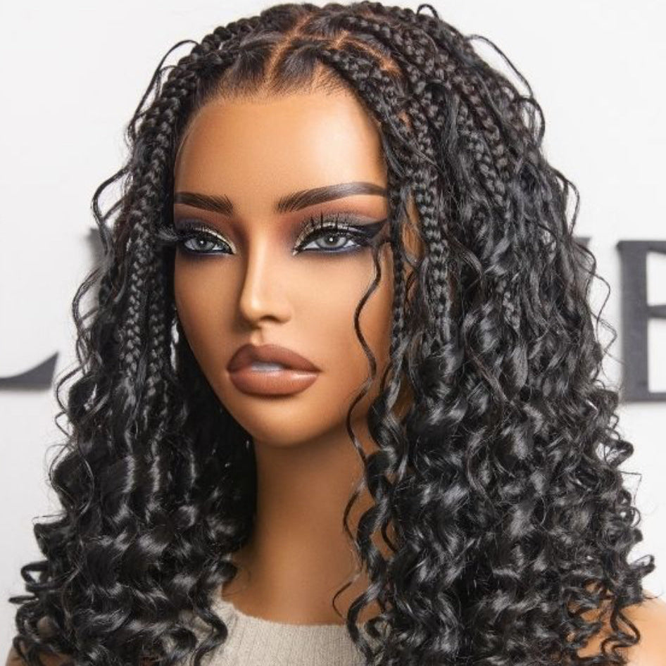 Knotless Boho Curls Braided Bob Wig