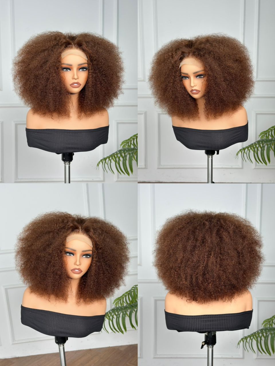 Brown Afro Curly Closure Wig