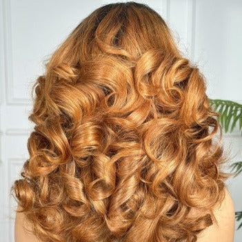 12" Honeybrown Egg Curl Wig with 4 x 4 Closure