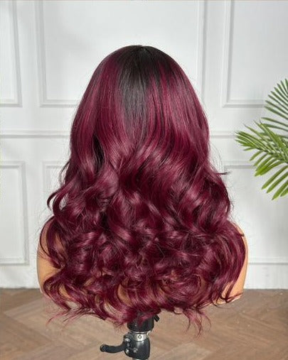 18" Rose Curl Wig – Burgundy Wine