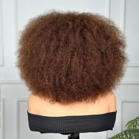 Brown Afro Curly Closure Wig