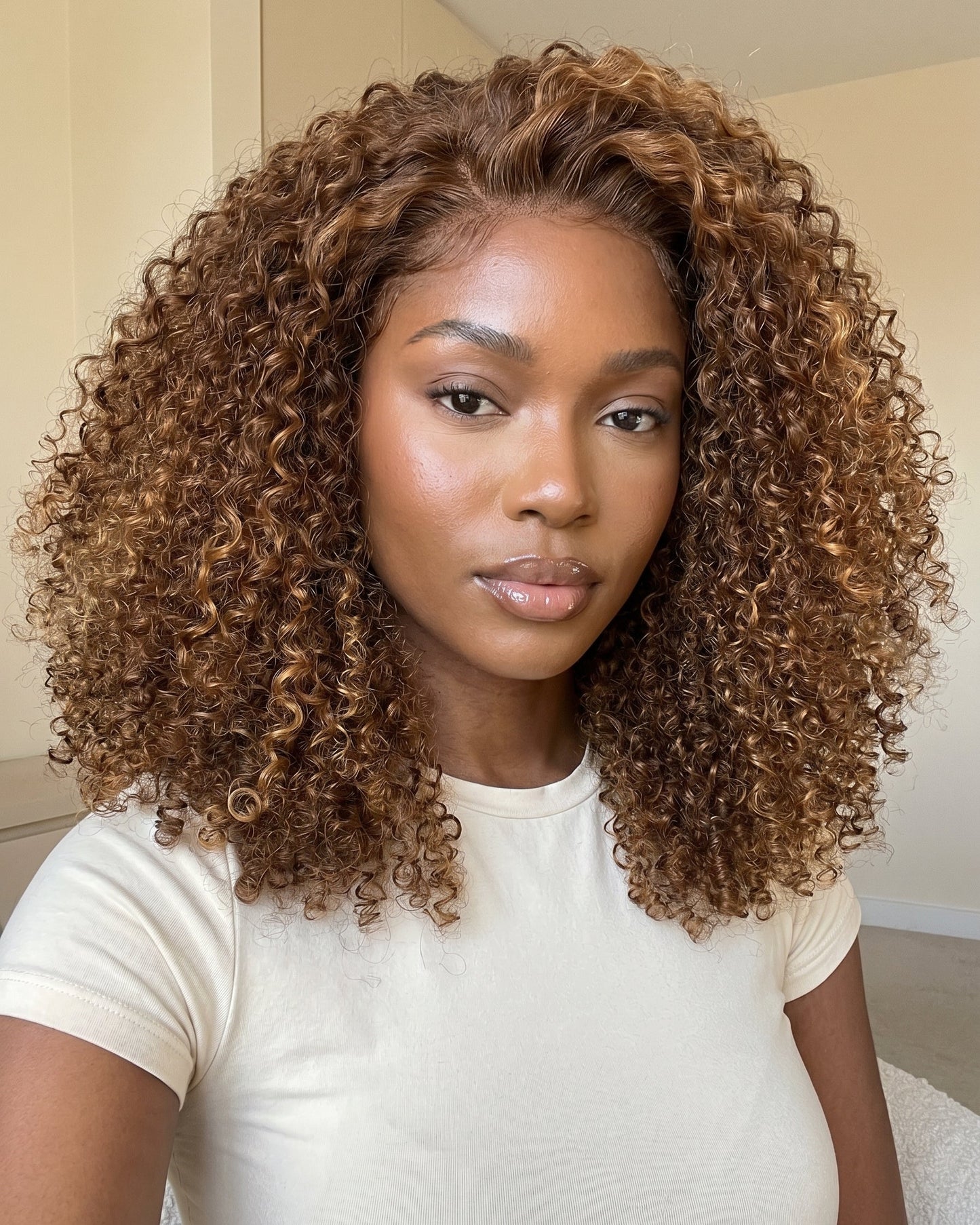 16" Honey Brown Pixie Curl HD Lace Front Wig – 100% Human Hair
