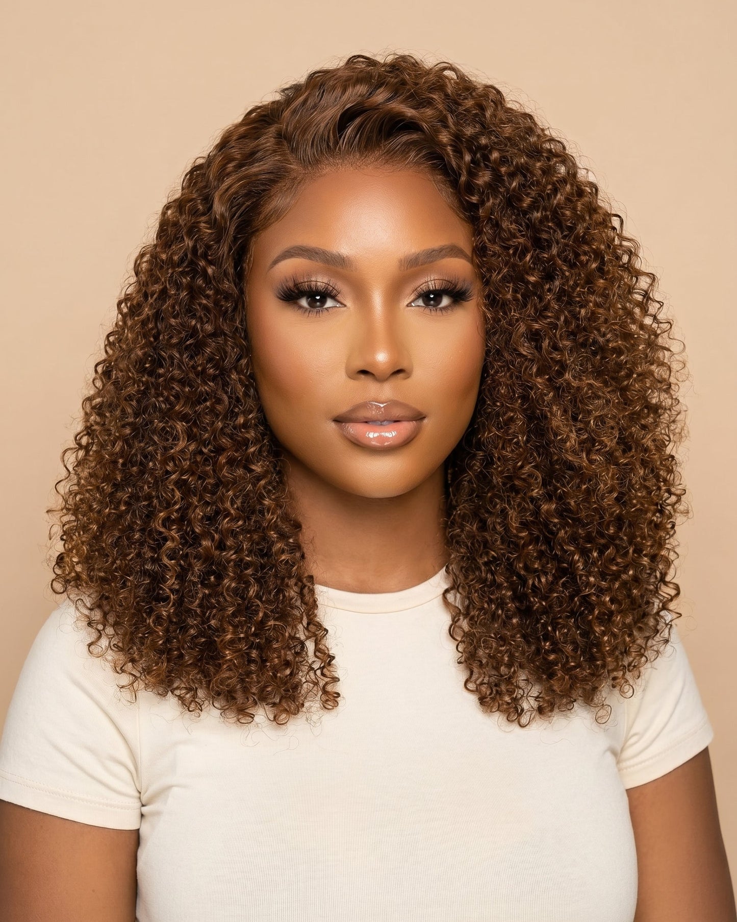 16" Honey Brown Pixie Curl HD Lace Front Wig – 100% Human Hair