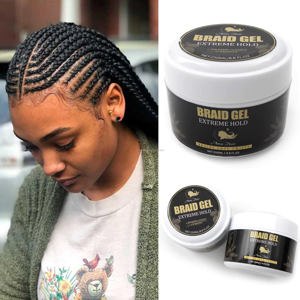 250ml Braiding Gel Extra Hold Firming Nourishing Edge Control Gel Factory Customized Custo Locks Extreme Hold Braid Gel