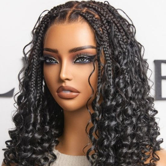 Knotless Boho Curls Braided Bob Wig