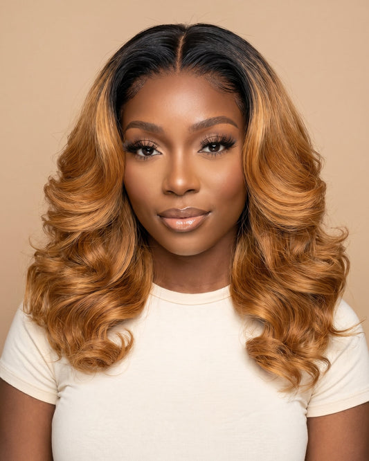 12" Honeybrown Egg Curl Wig with 4 x 4 Closure