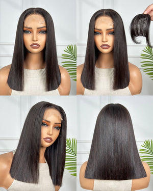 12" Blunt Cut Bob Wig with 5 x 5 Closure
