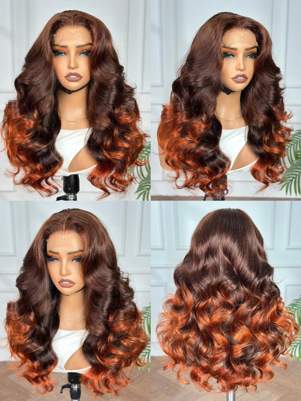 Mix Burgundy Layered Bouncy Wig with 4 x 4 Closure