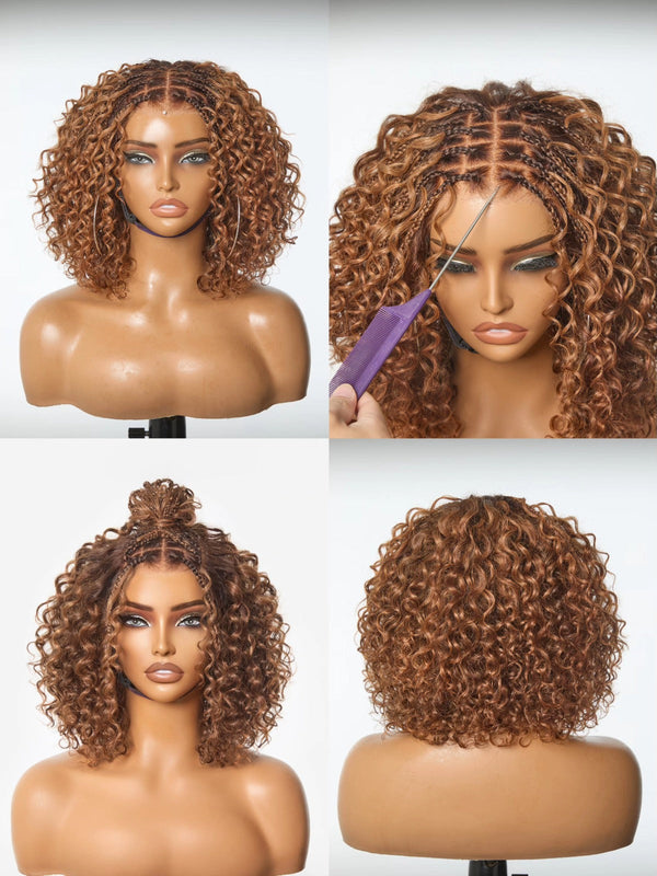 Bob Human Hair Braided Wig (Brown)