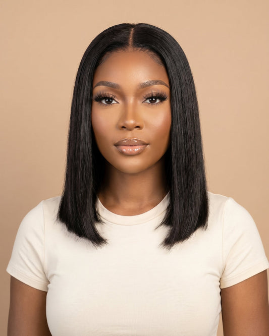 12" Blunt Cut Bob Wig with 5 x 5 Closure