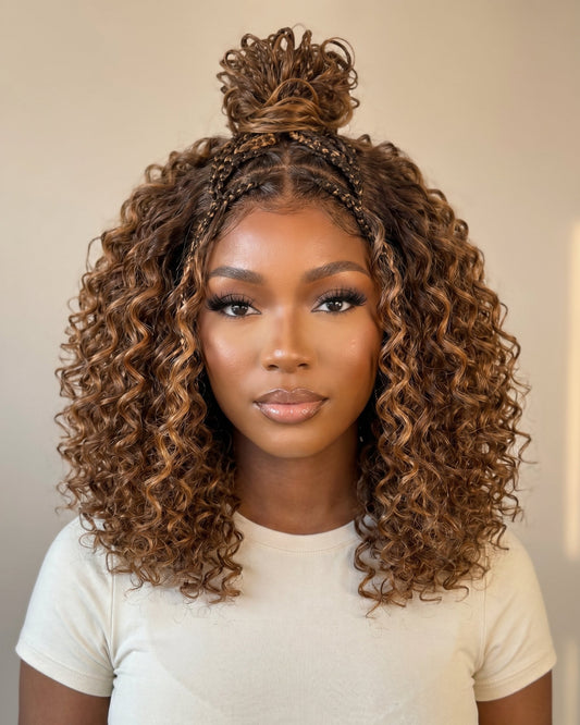 Bob Human Hair Braided Wig (Brown)
