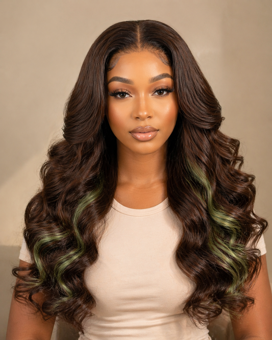 18" Touch of Green Wavy with 5 x 5 Closure