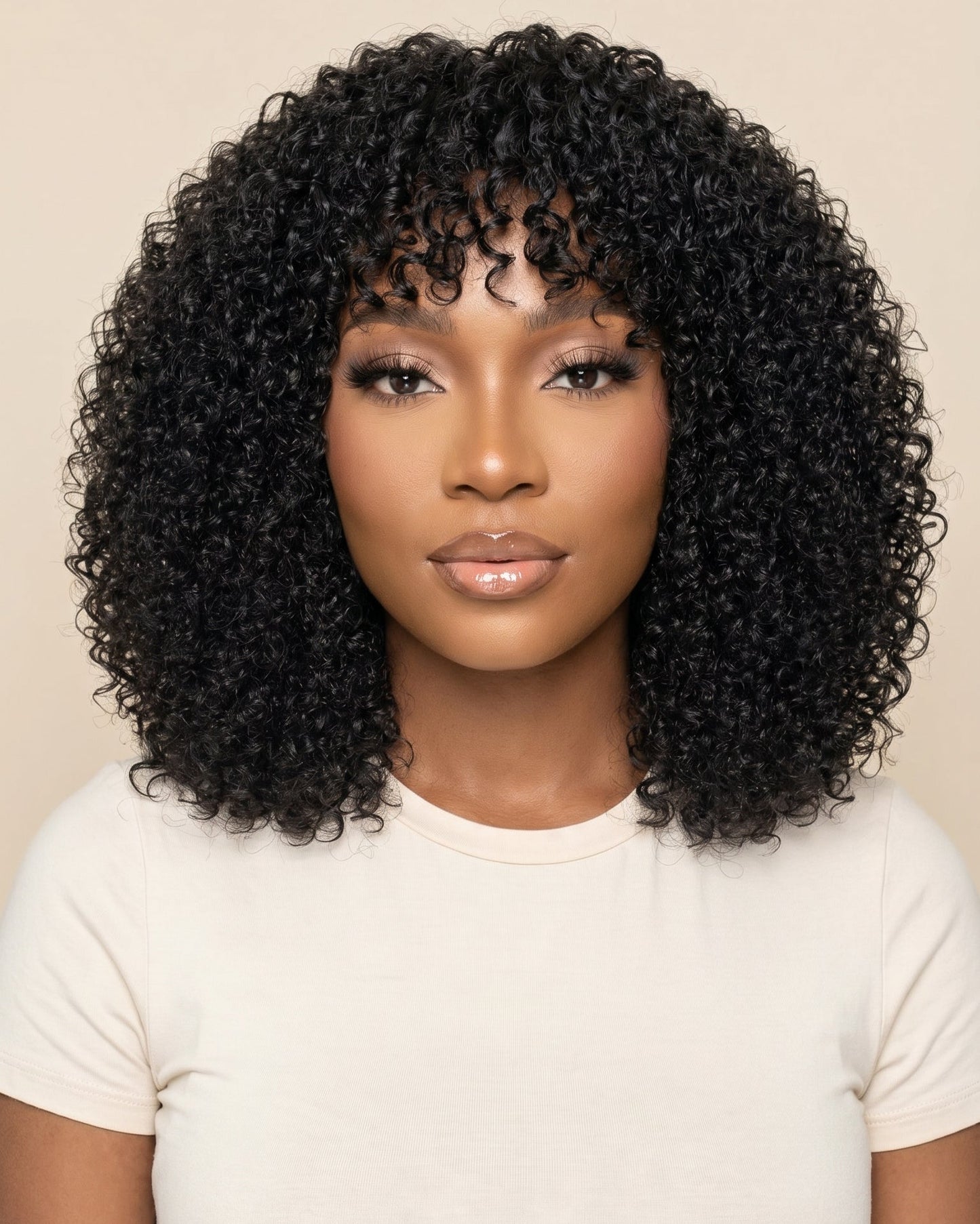 Full Density Base Curl Fringe Wig
