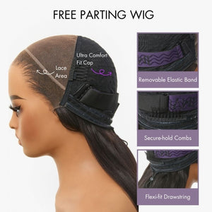Side Braided Yaki Body Wave Glueless Ear-to-ear 13x6 Frontal HD Lace Wig Human Hair Flexi-Fit Drawstring Cap