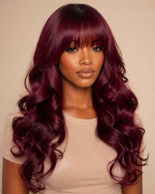 18" Rose Curl Wig – Burgundy Wine