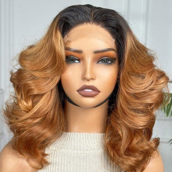 12" Honeybrown Egg Curl Wig with 4 x 4 Closure