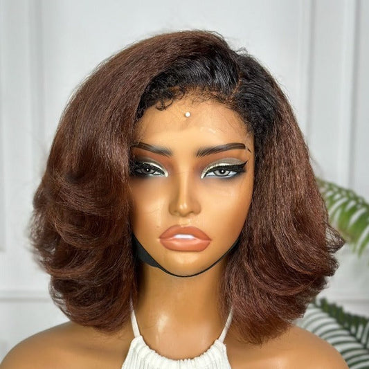 10" 4C Edges HD Lace Kinky Bob Wig