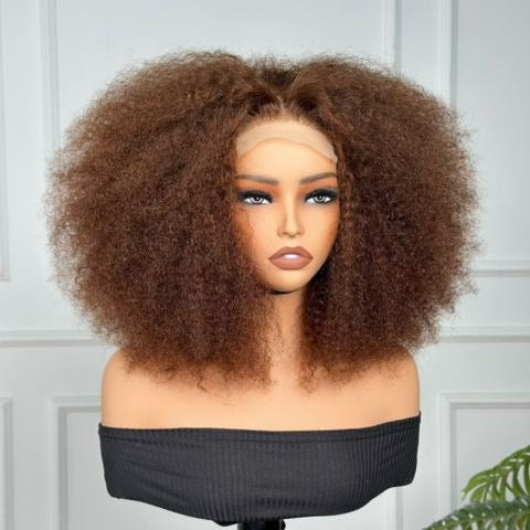 Brown Afro Curly Closure Wig