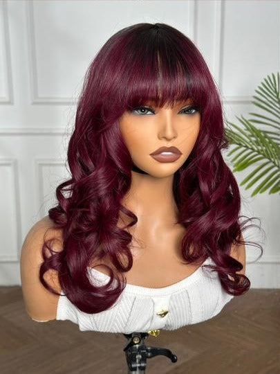 18" Rose Curl Wig – Burgundy Wine
