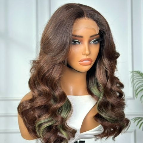 18" Touch of Green Wavy with 5 x 5 Closure