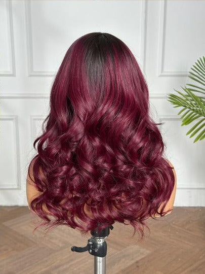 18" Rose Curl Wig – Burgundy Wine