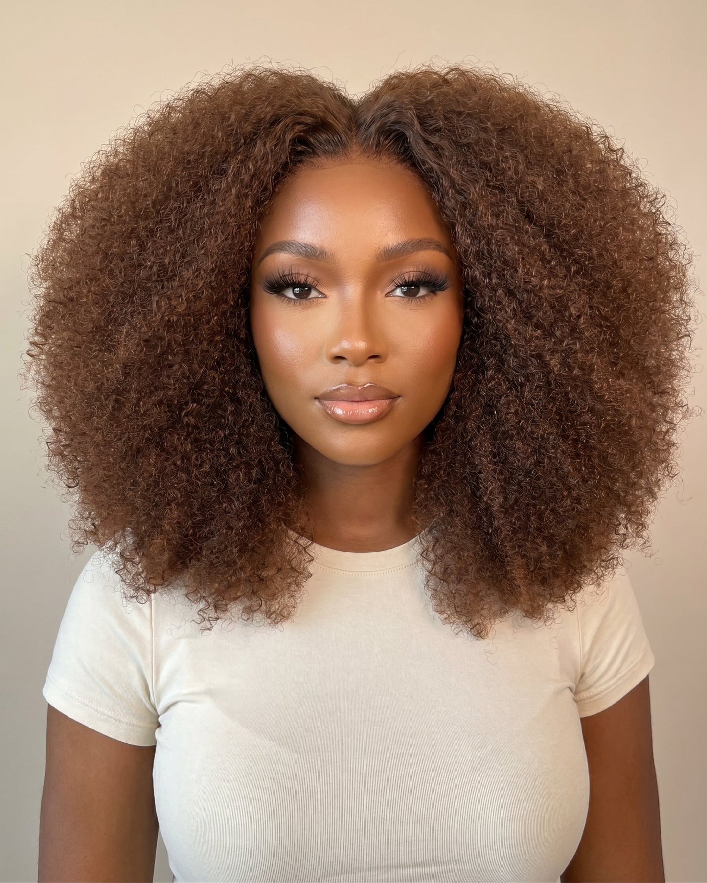 Brown Afro Curly Closure Wig