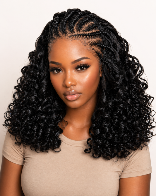 Chic & Voluminous 180% Density Pre-Braided Bouncy Curly Glueless Ear-to-ear 13x4 Frontal Lace Wig